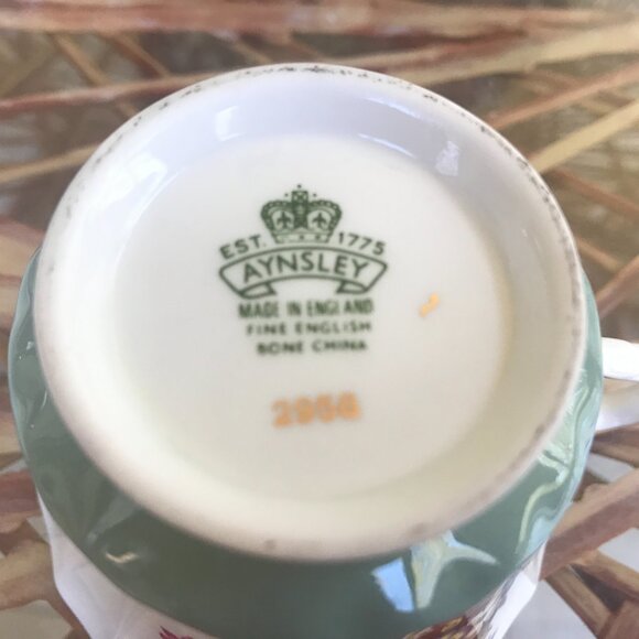 AYNSLEY RARE TEA CUP & SAUCER TEAL COLOR GOLD RIM - Picture 8 of 8